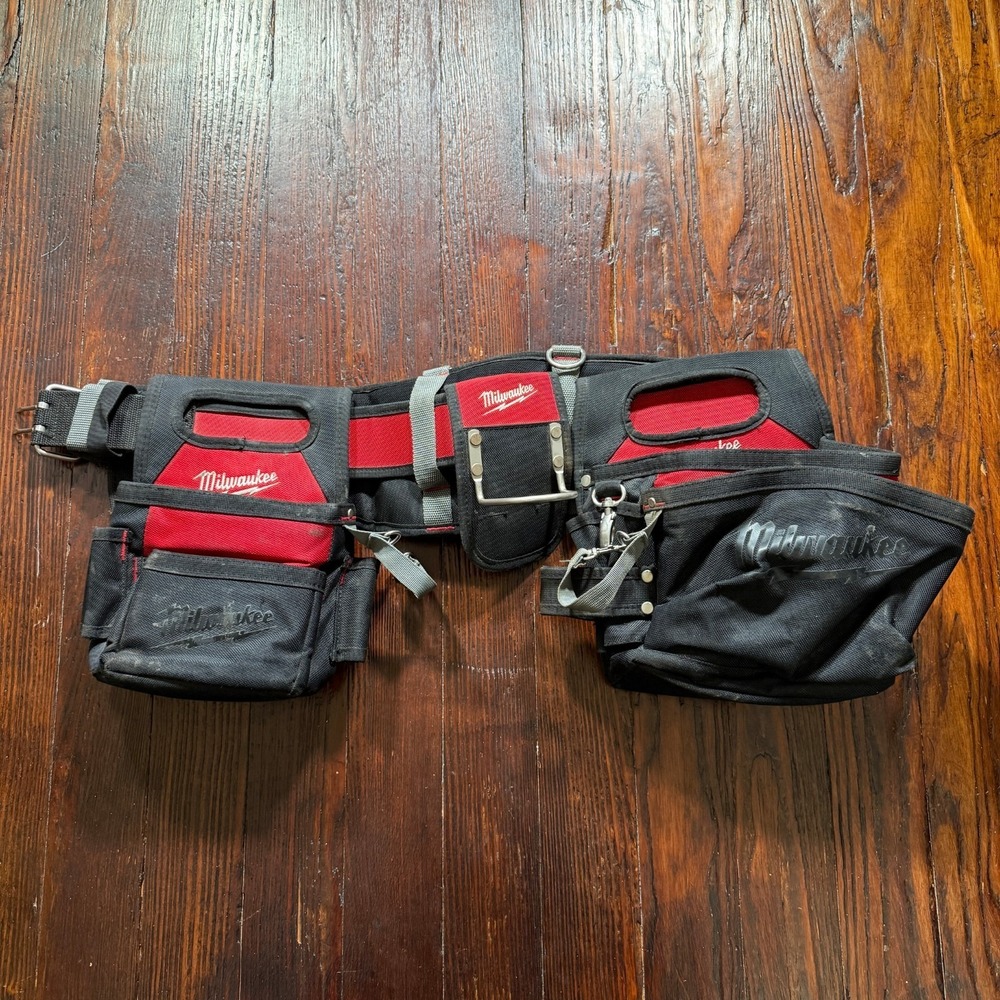 Milwaukee 29 Pocket Nylon Work Belt Black/Red 48-22-8110 Contractors